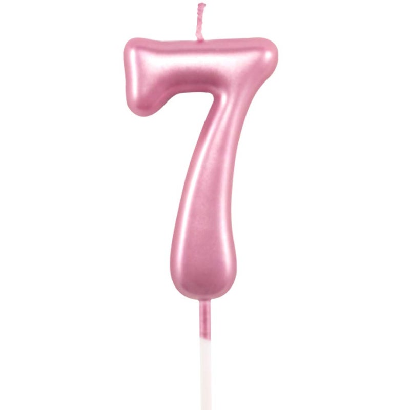 XNOVA 7th Birthday Candle Seven Years Pink Happy Birthday Number 7 Candles for Cake Topper Decoration for Party Kids Adults Numeral 70 47 27 37 77 75 - Image 1